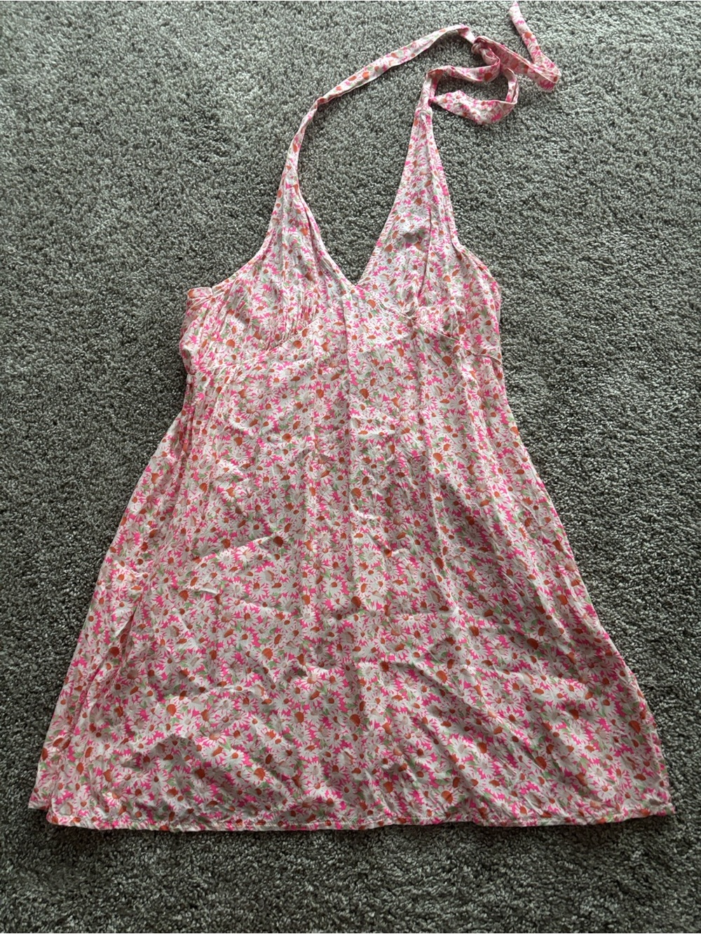 Abound Floral Halter Summer Dress in Pink and White